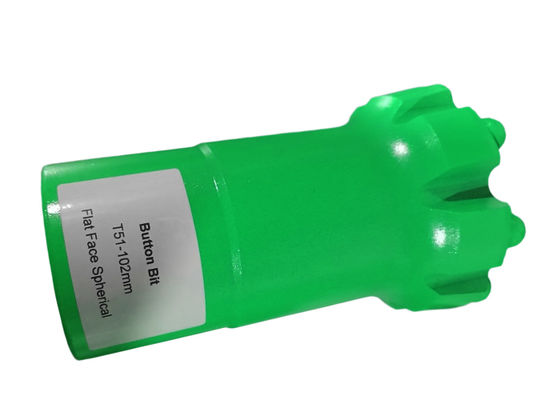 Твердосплавная буровая коронка Hard Rock T51-102 мм, плоский торец, сферическая резьба, буровой шарошечный долото для горнодобывающей промышленности